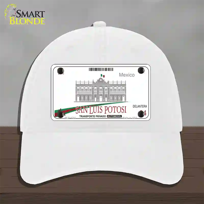 San Luis Potosi Mexico Novelty License Plate Hat Unconstructed Cotton / White