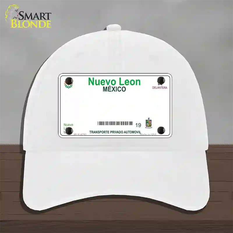 Nuevo Leon Mexico Blank Novelty License Plate Hat Unconstructed Cotton / White