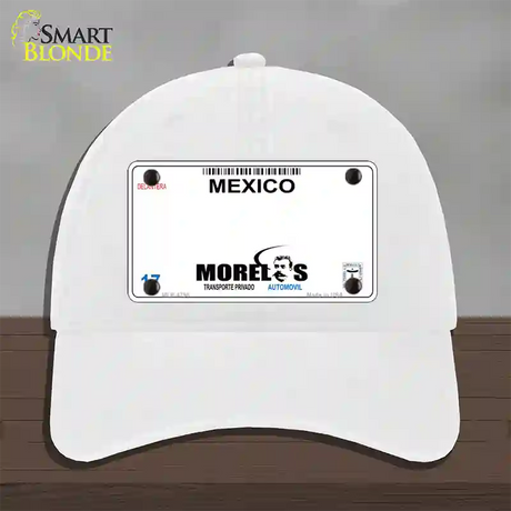 Morelos Mexico Novelty License Plate Hat Unconstructed Cotton / White