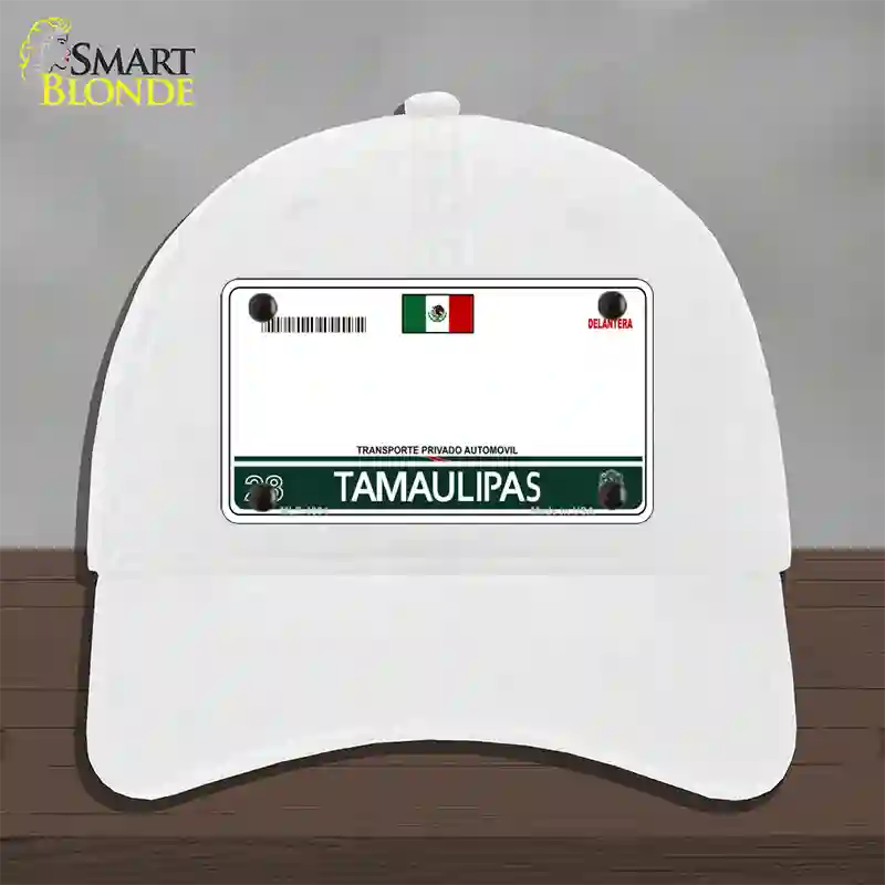 Tamaulipas Mexico Blank Novelty License Plate Hat Unconstructed Cotton / White