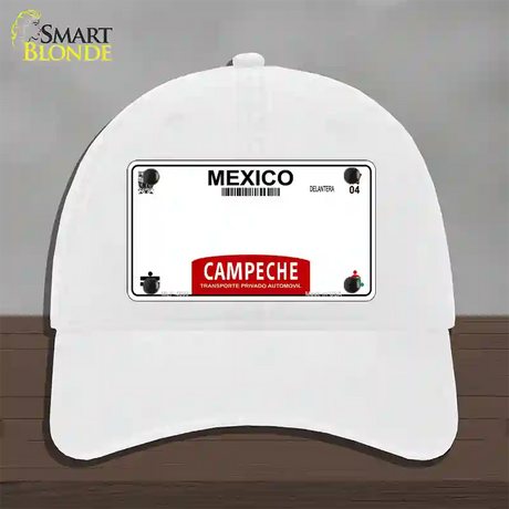 Campeche Mexico Blank Novelty License Plate Hat Unconstructed Cotton / White