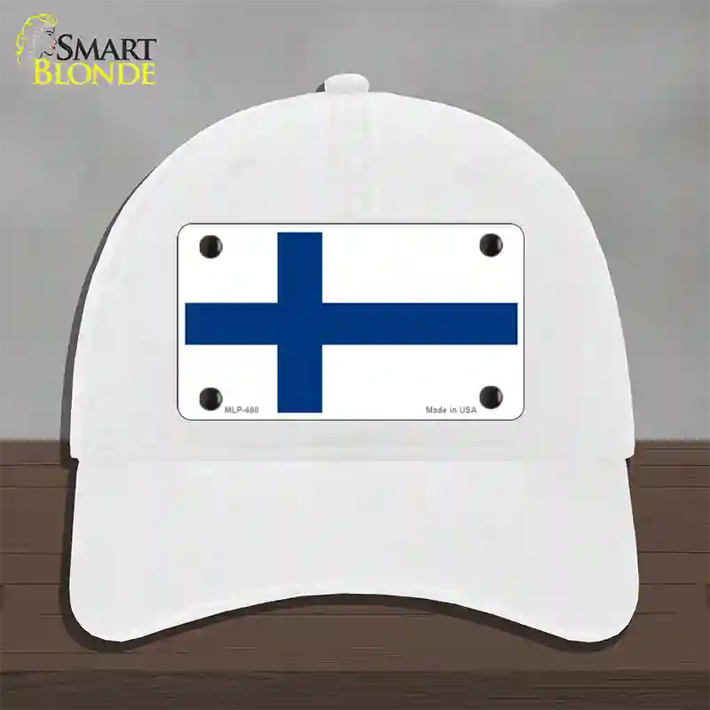 Finland Flag Novelty License Plate Hat Unconstructed Cotton / White