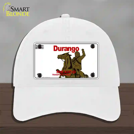 Durango Mexico Novelty License Plate Hat Unconstructed Cotton / White