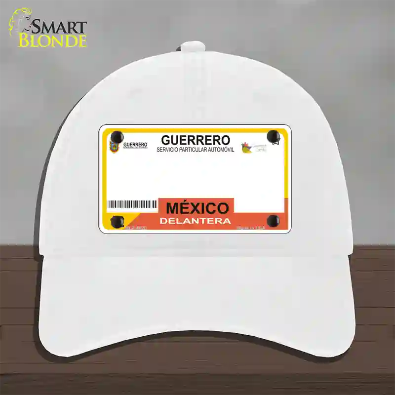 Guerrero Mexico Blank Novelty License Plate Hat Unconstructed Cotton / White