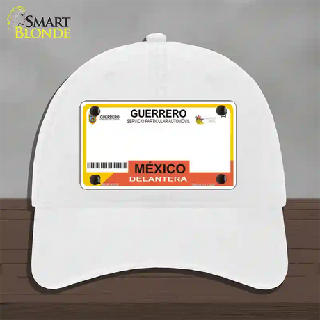 Guerrero Mexico Blank Novelty License Plate Hat Unconstructed Cotton / White