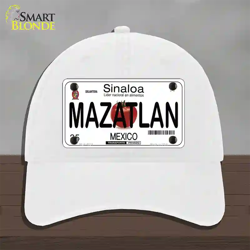 Mazatlan Mexico Novelty License Plate Hat Unconstructed Cotton / White