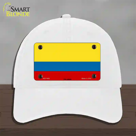 Colombia Flag Novelty License Plate Hat Unconstructed Cotton / White