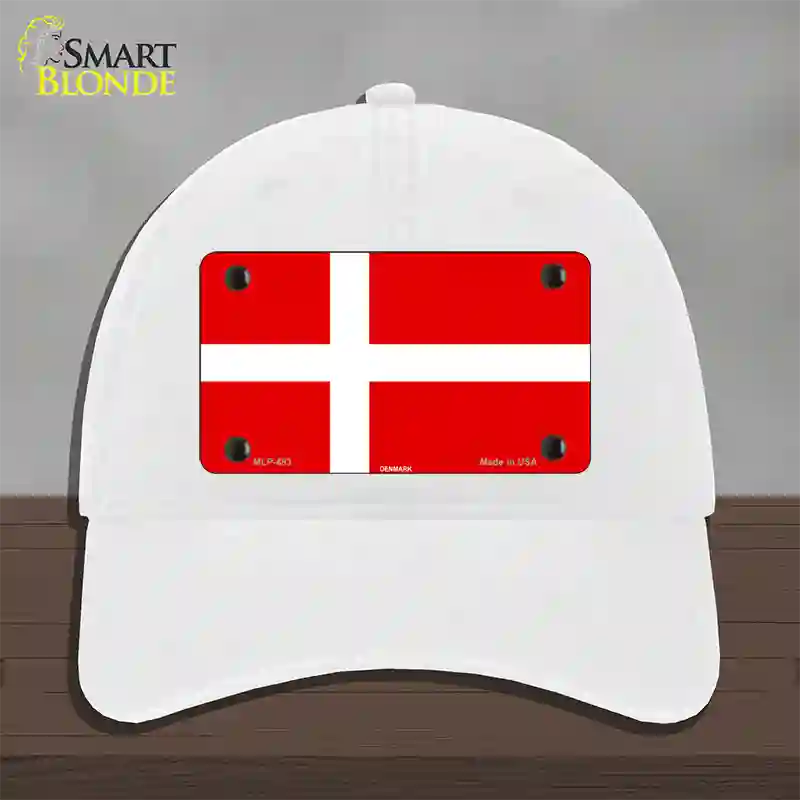 Denmark Flag Novelty License Plate Hat Unconstructed Cotton / White