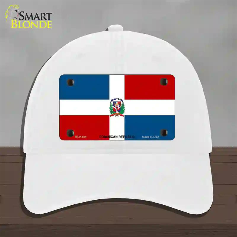 Dominican Republic Flag Novelty License Plate Hat Unconstructed Cotton / White