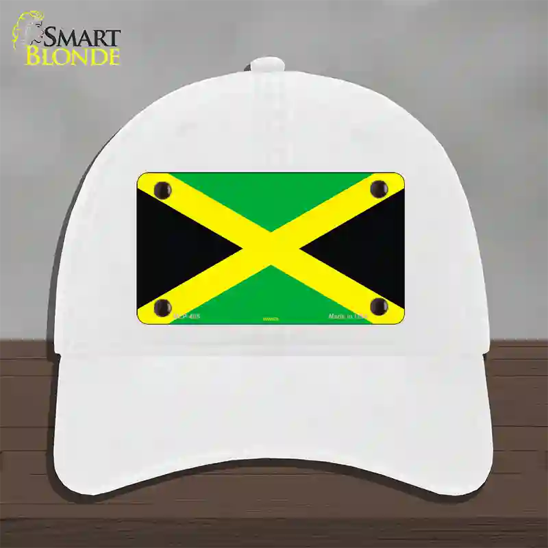 Jamaica Flag Novelty License Plate Hat Unconstructed Cotton / White