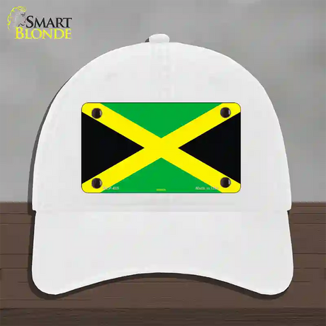 Jamaica Flag Novelty License Plate Hat Unconstructed Cotton / White