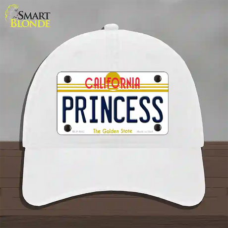 Princess California Novelty License Plate Hat Unconstructed Cotton / White