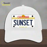 Sunset California Novelty License Plate Hat Unconstructed Cotton / White