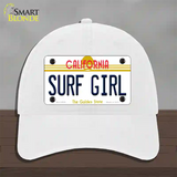 Surf Girl California Novelty License Plate Hat Unconstructed Cotton / White