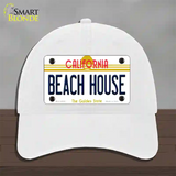 Beach House California Novelty License Plate Hat Unconstructed Cotton / White