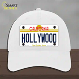 Hollywood California Novelty License Plate Hat Unconstructed Cotton / White