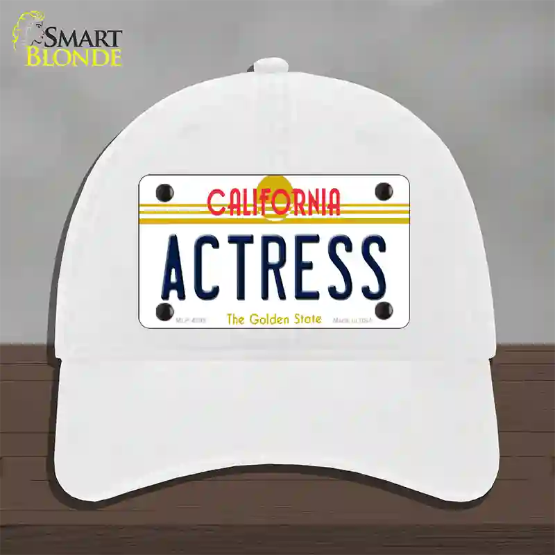 Actress California Novelty License Plate Hat Unconstructed Cotton / White