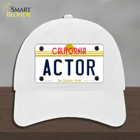 Actor California Novelty License Plate Hat Unconstructed Cotton / White