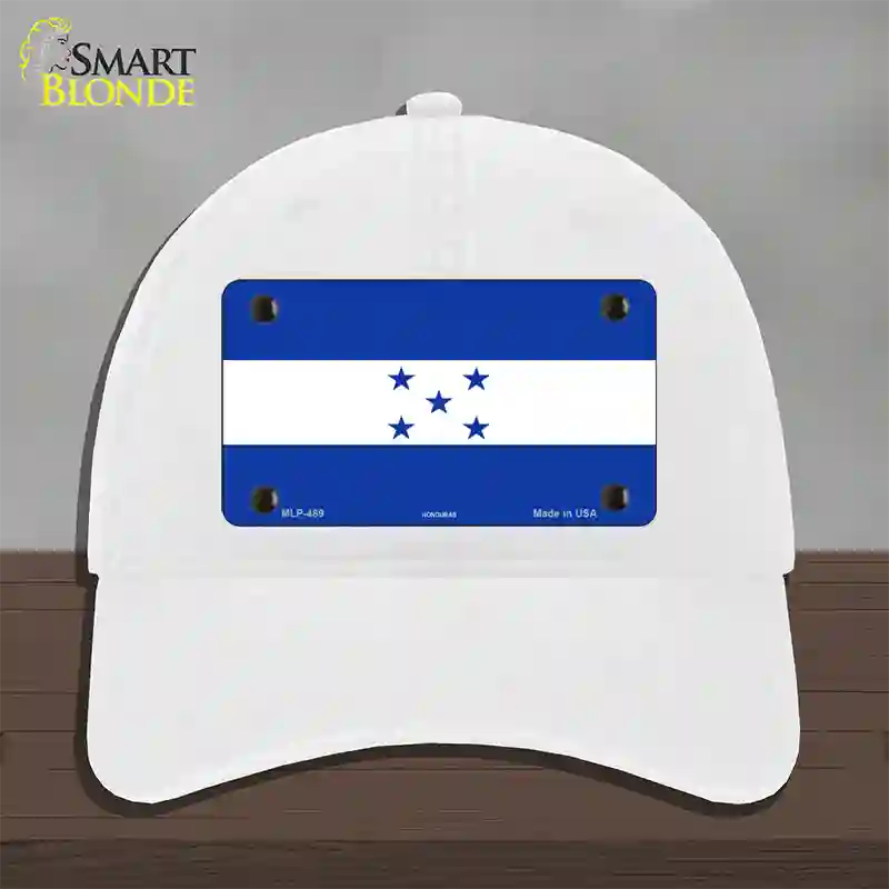 Honduras Flag Novelty License Plate Hat Unconstructed Cotton / White