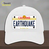 Earthquake California Novelty License Plate Hat Unconstructed Cotton / White