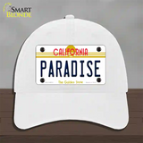 Paradise California Novelty License Plate Hat Unconstructed Cotton / White