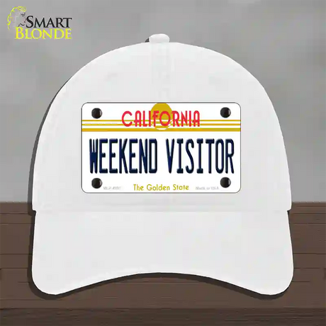 Weekend Vistor California Novelty License Plate Hat Unconstructed Cotton / White