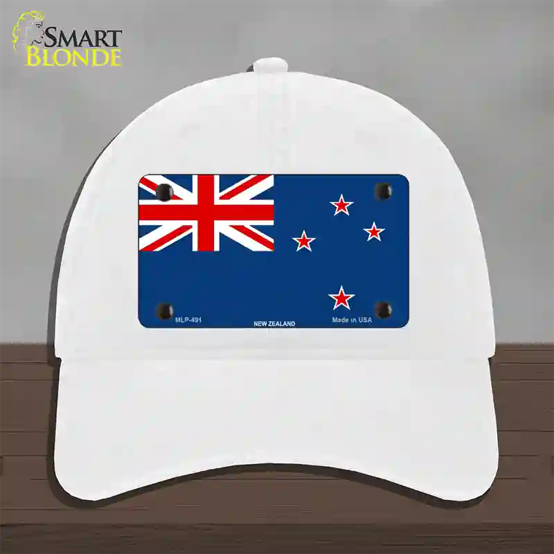 New Zealand Flag Novelty License Plate Hat Unconstructed Cotton / White