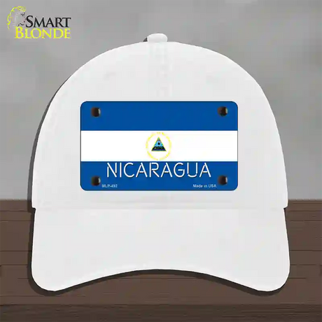 Nicaragua Flag Novelty License Plate Hat Unconstructed Cotton / White