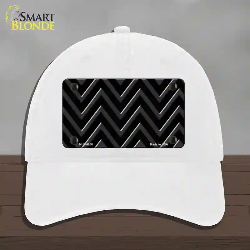 Black Light Black Large Chevron Novelty License Plate Hat Unconstructed Cotton / White