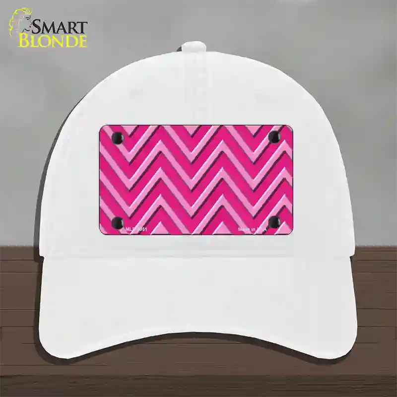 Pink Light Pink Large Chevron Novelty License Plate Hat Unconstructed Cotton / White