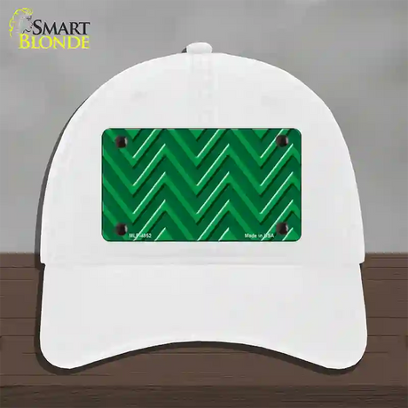 Green Light Green Large Chevron Novelty License Plate Hat Unconstructed Cotton / White