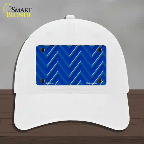 Blue Light Blue Large Chevron Novelty License Plate Hat Unconstructed Cotton / White