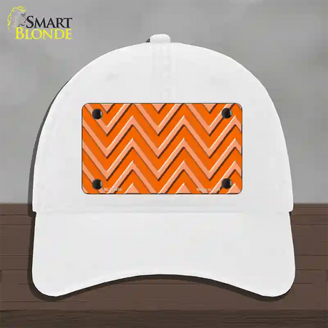 Orange Light Orange Large Chevron Novelty License Plate Hat Unconstructed Cotton / White