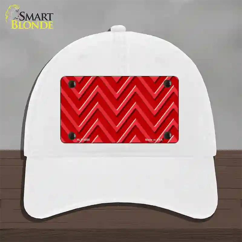 Red Light Red Large Chevron Novelty License Plate Hat Unconstructed Cotton / White