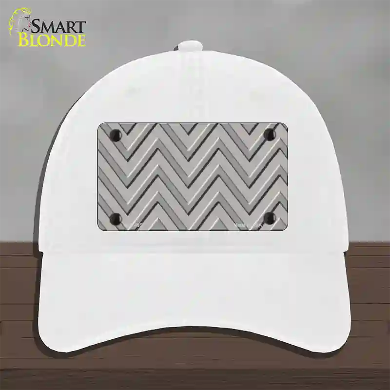 Grey Light Grey Large Chevron Novelty License Plate Hat Unconstructed Cotton / White