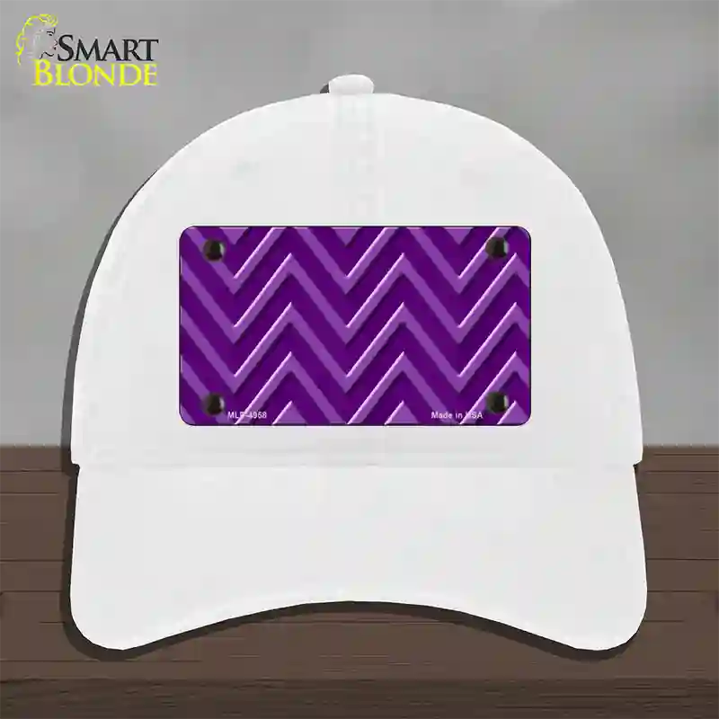 Purple Light Purple Large Chevron Novelty License Plate Hat Unconstructed Cotton / White