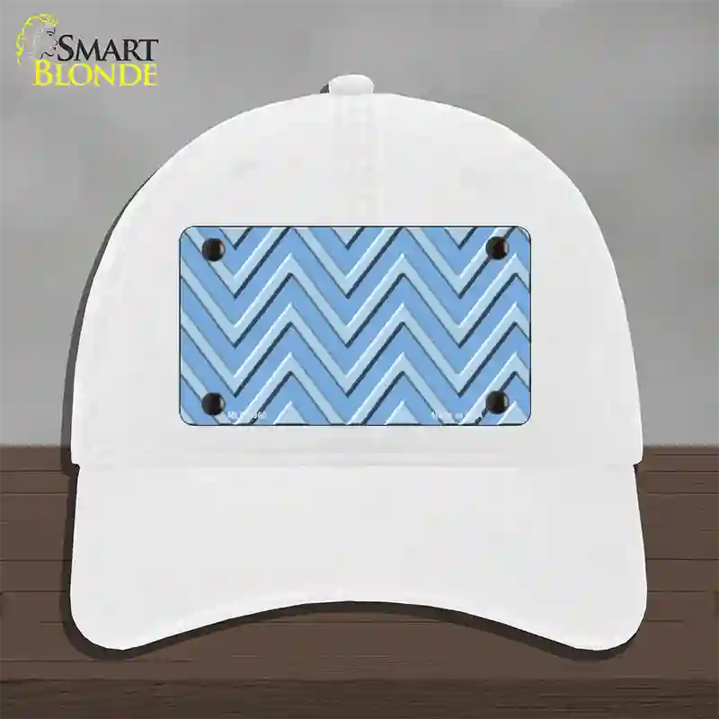 Light Blue Lighter Blue Large Chevron Novelty License Plate Hat Unconstructed Cotton / White