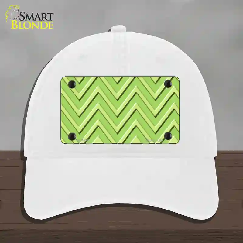 Lime Green Lighter Lime Green Large Chevron Novelty License Plate Hat Unconstructed Cotton / White