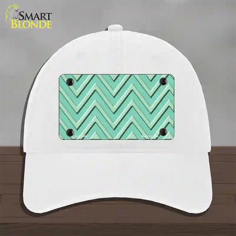 Mint Light Mint Large Chevron Novelty License Plate Hat Unconstructed Cotton / White