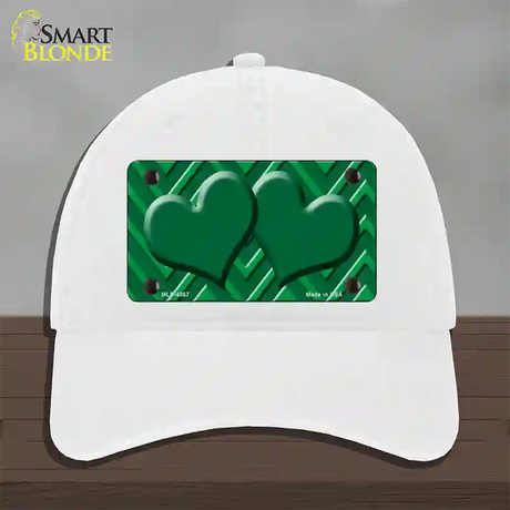 Green Light Green Heart Large Chevron Novelty License Plate Hat Unconstructed Cotton / White