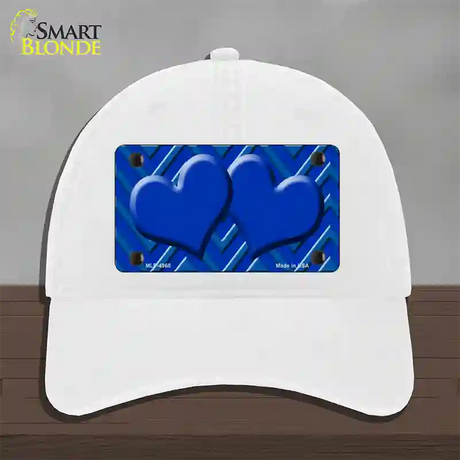 Blue Light Blue Heart Large Chevron Novelty License Plate Hat Unconstructed Cotton / White