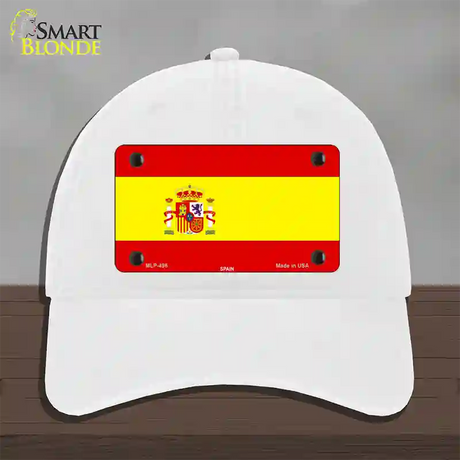 Spain Flag Novelty License Plate Hat Unconstructed Cotton / White