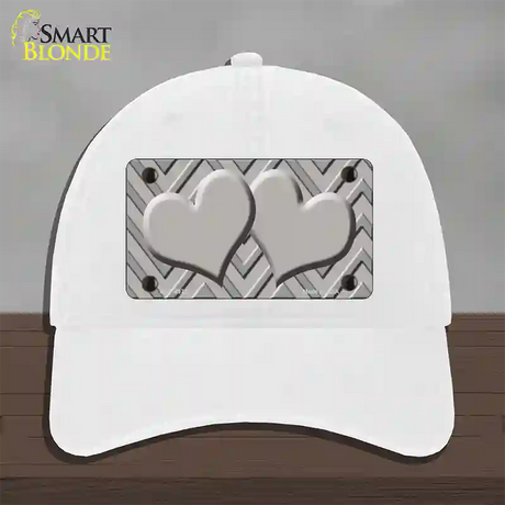 Grey Light Grey Heart Large Chevron Novelty License Plate Hat Unconstructed Cotton / White