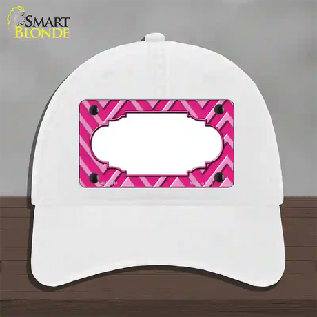 Pink Light Pink Scallop Large Chevron Novelty License Plate Hat Unconstructed Cotton / White