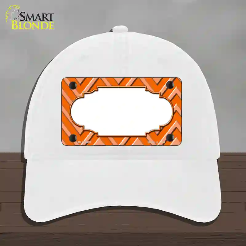 Orange Light Orange Scallop Large Chevron Novelty License Plate Hat Unconstructed Cotton / White