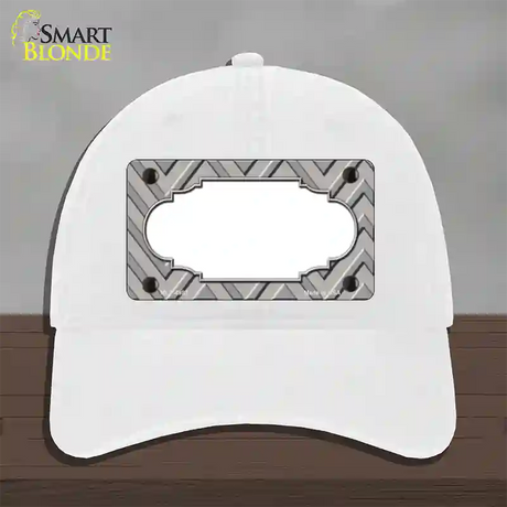 Grey Light Grey Scallop Large Chevron Novelty License Plate Hat Unconstructed Cotton / White