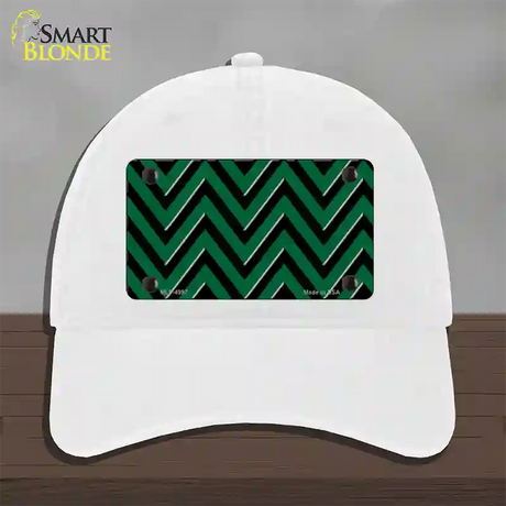 Green Black Large Chevron Novelty License Plate Hat Unconstructed Cotton / White