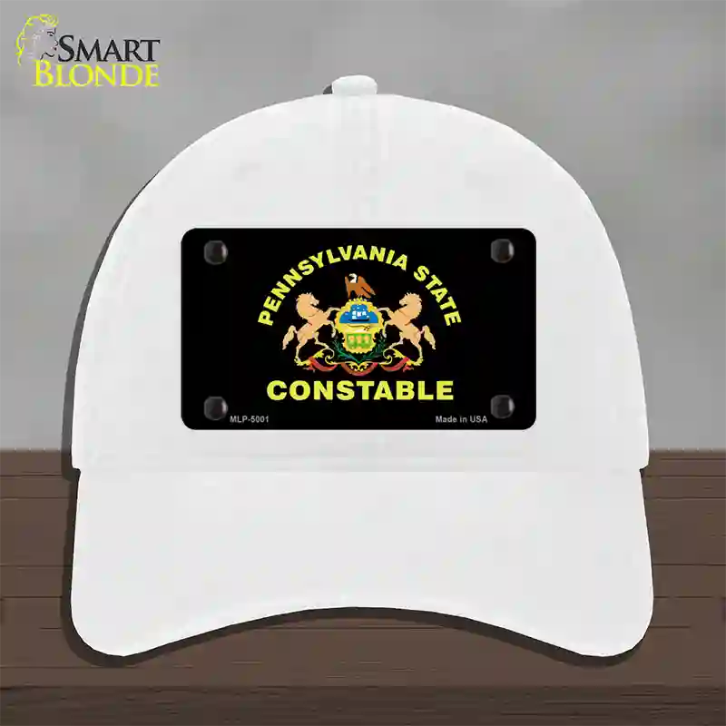 PA Constable Star Seal Novelty License Plate Hat Unconstructed Cotton / White