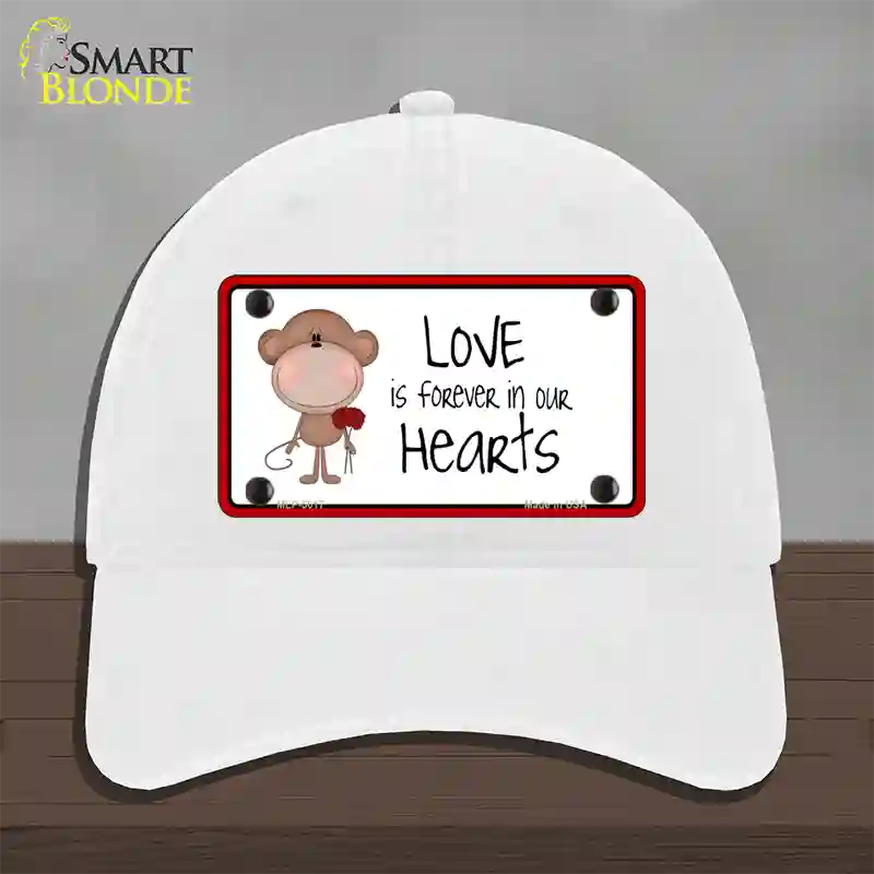 Love In Our Hearts Novelty License Plate Hat Unconstructed Cotton / White