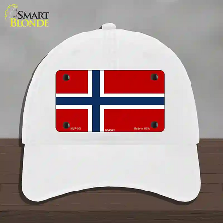 Norway Flag Novelty License Plate Hat Unconstructed Cotton / White